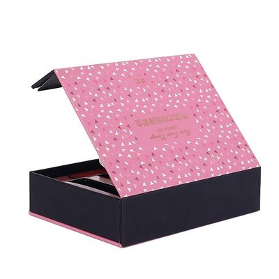 El regalo rosado personalizado de la hoja de oro de CMYK caja de embalaje la tapa magnética