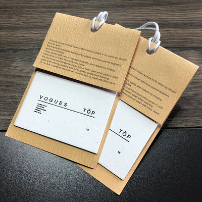 Ropa acanalada Hang Tag With String personalizado de papel iridiscente