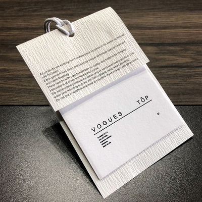 Ropa acanalada Hang Tag With String personalizado de papel iridiscente