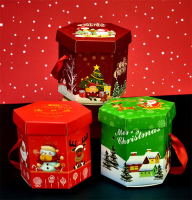 Caja de empaquetado de la Navidad de Eco del caramelo amistoso del regalo CMYK con la manija